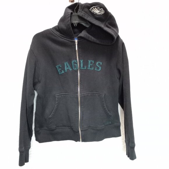 Reebok Eagles Black Zippered Hoodie Sweatshirt Size LG (T-376) - Picture 3 of 11